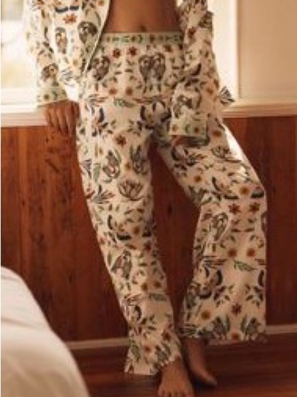 Anthropologie Lyrie bird pajama flannel bottoms.
